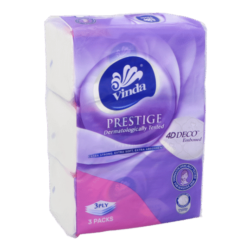 VINDA PRESTIGE 4D DECO EMBOSSED FACIAL TISSUE 3X110S M SIZE