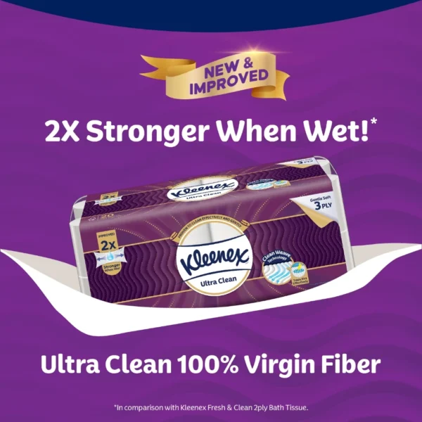 my-11134207-7rasj-m4aj4f856s4ofd.webp Kleenex Ultra Soft Toilet Tissue 3 ply (30 Rolls) Ultra Clean - Strong & Absorbent Bath Tissue Paper Toilet Roll
