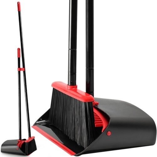 TreeLen Broom and Dustpan Set Upright Broom Dustpan for Household Cleaning