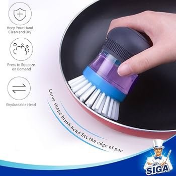 71R0qnOZeVL._AC_UF350,350_QL80_ MR.SIGA Soap Dispensing Palm Brush Storage Set Kitchen Brush with Holder for Pot Pan Sink Cleaning 1 Set