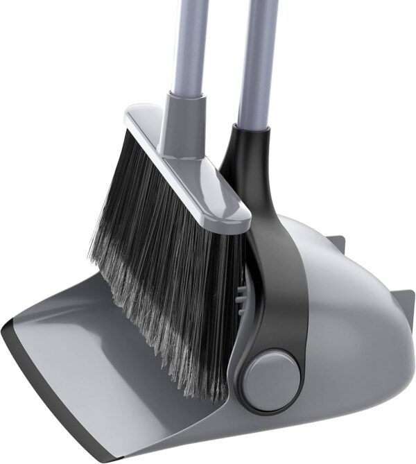 71ijcg9enKL._AC_UF894,1000_QL80_ MR.SIGA Broom and Dustpan Set with Adjustable Long Handle Upright Combo for Floor Cleaning Lobby Gray